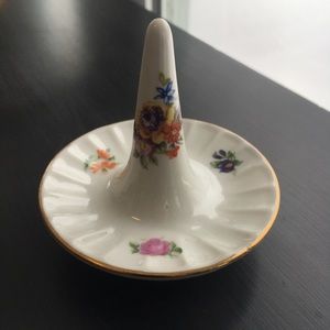 Vintage PORCELAIN FLORAL CROWN Ring and trinket dish.